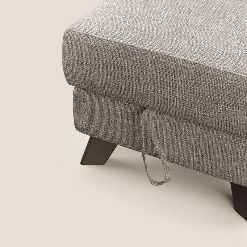 Moon Pouf coffre aux pieds hauts en tissu doux entrelacé soft-touch imperméable T06 Taupe tortora