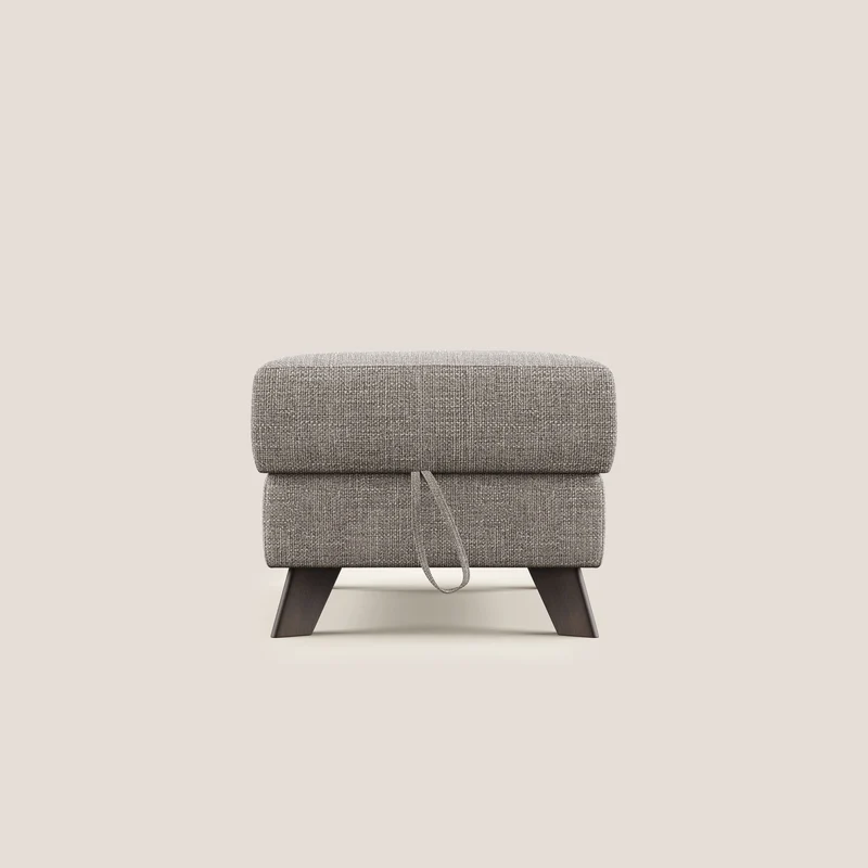 Moon Pouf coffre aux pieds hauts en tissu doux entrelacé soft-touch imperméable T06 Taupe tortora
