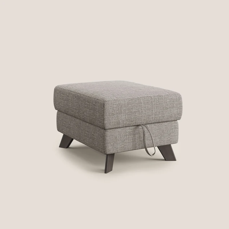 Moon Pouf coffre aux pieds hauts en tissu doux entrelacé soft-touch imperméable T06 Taupe tortora