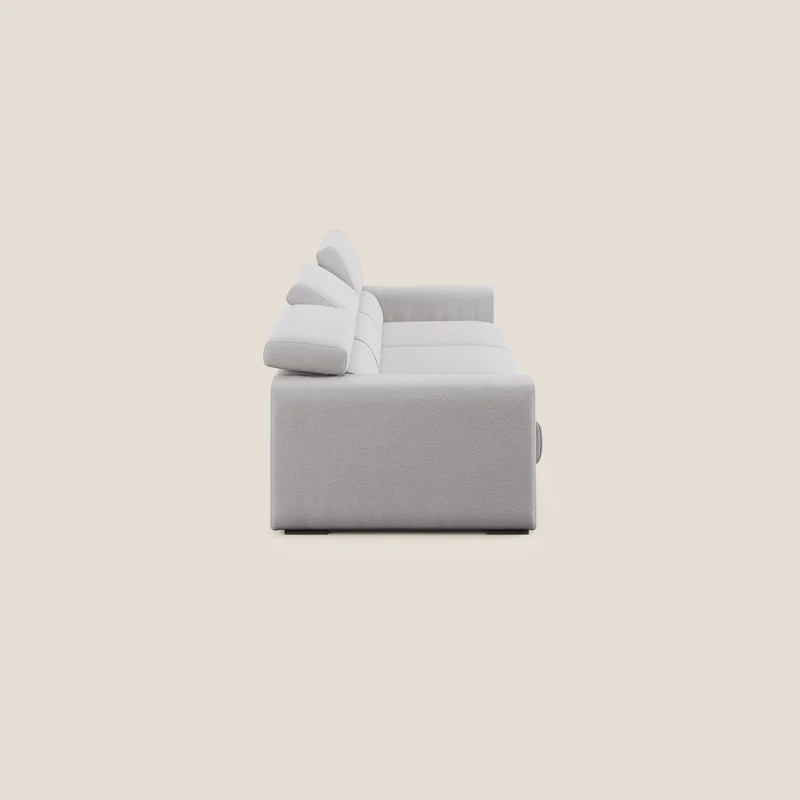 Dylan canapé avec pouf extractible à 3 assises en tissu flamme effet coton impermeabile T19 gris