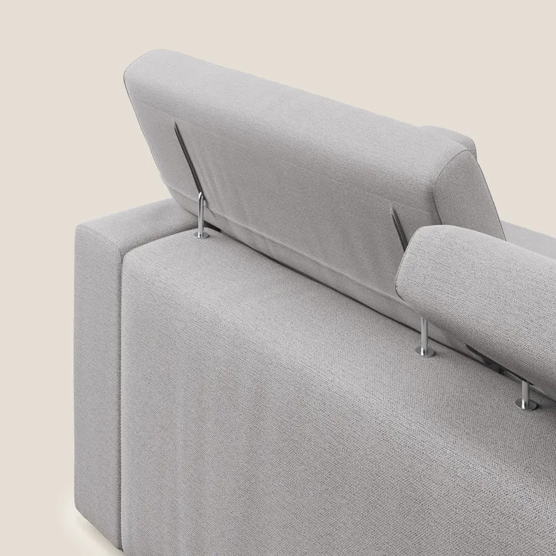 Dylan canapé avec pouf extractible à 3 assises en tissu flamme effet coton impermeabile T19 gris