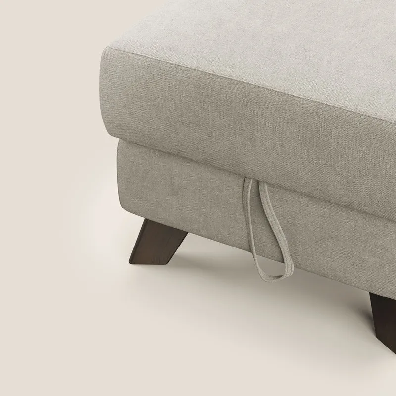 Moon Pouf coffre aux pieds hauts et tissu doux imperméable T02 crème