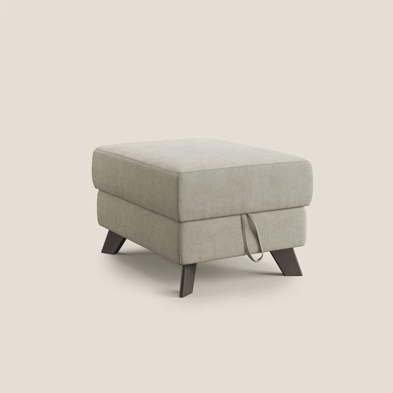 Moon Pouf coffre aux pieds hauts et tissu doux imperméable T02 crème
