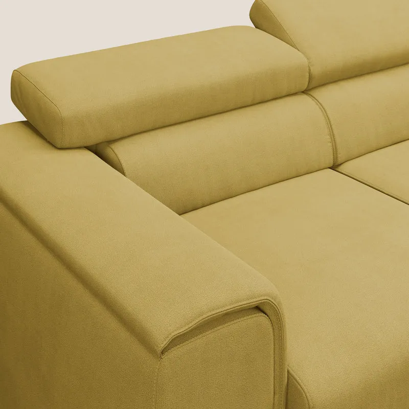 Zeno Canapé avec pouf extractible à 3 assises en tissu doux imperméable T02 jaune