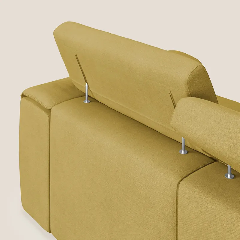 Zeno Canapé avec pouf extractible à 3 assises en tissu doux imperméable T02 jaune