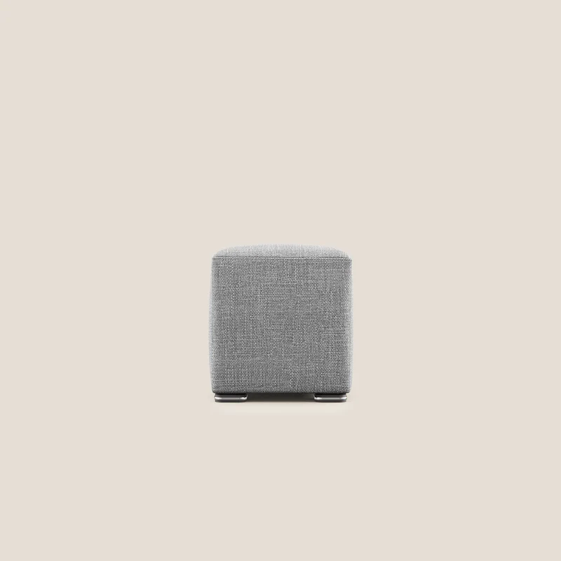 Cube pouf en tissu doux imperméable entrelacé melangé T06 gris