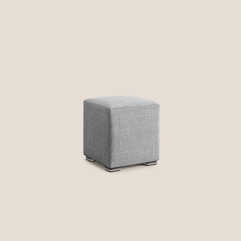 Cube pouf en tissu doux imperméable entrelacé melangé T06 gris