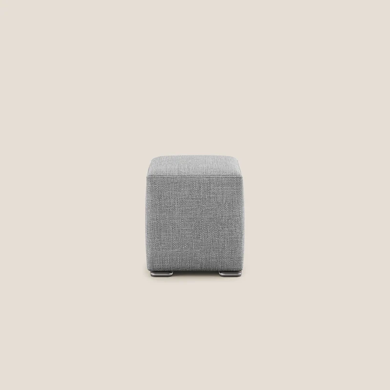 Cube pouf en tissu doux imperméable entrelacé melangé T06 gris