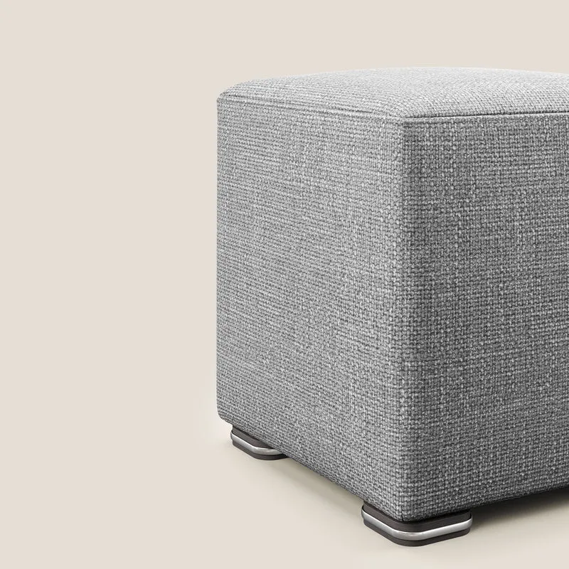 Cube pouf en tissu doux imperméable entrelacé melangé T06 gris