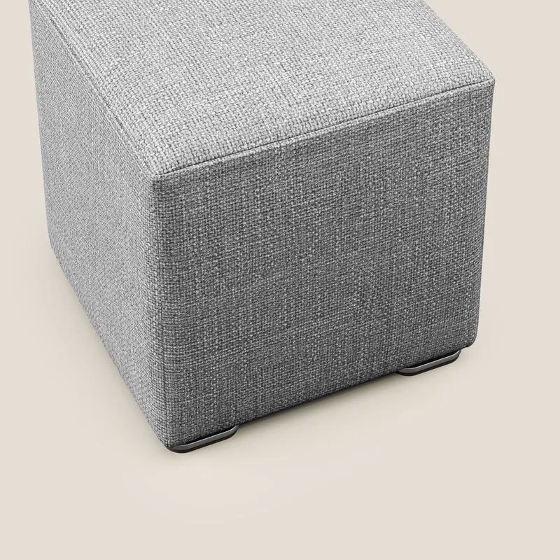 Cube pouf en tissu doux imperméable entrelacé melangé T06 gris