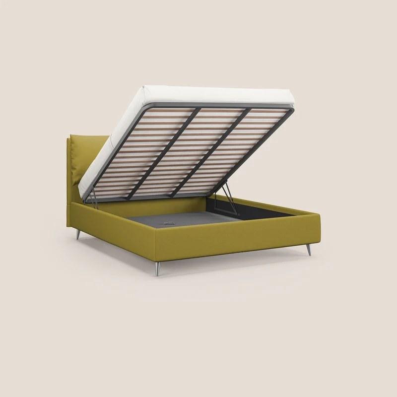 Elsa lit rembourré avec coffre de rangement en tissu détachable T05 jaune