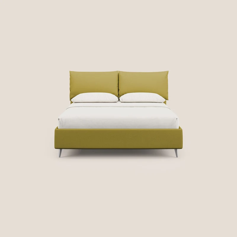 Elsa lit rembourré avec coffre de rangement en tissu détachable T05 jaune