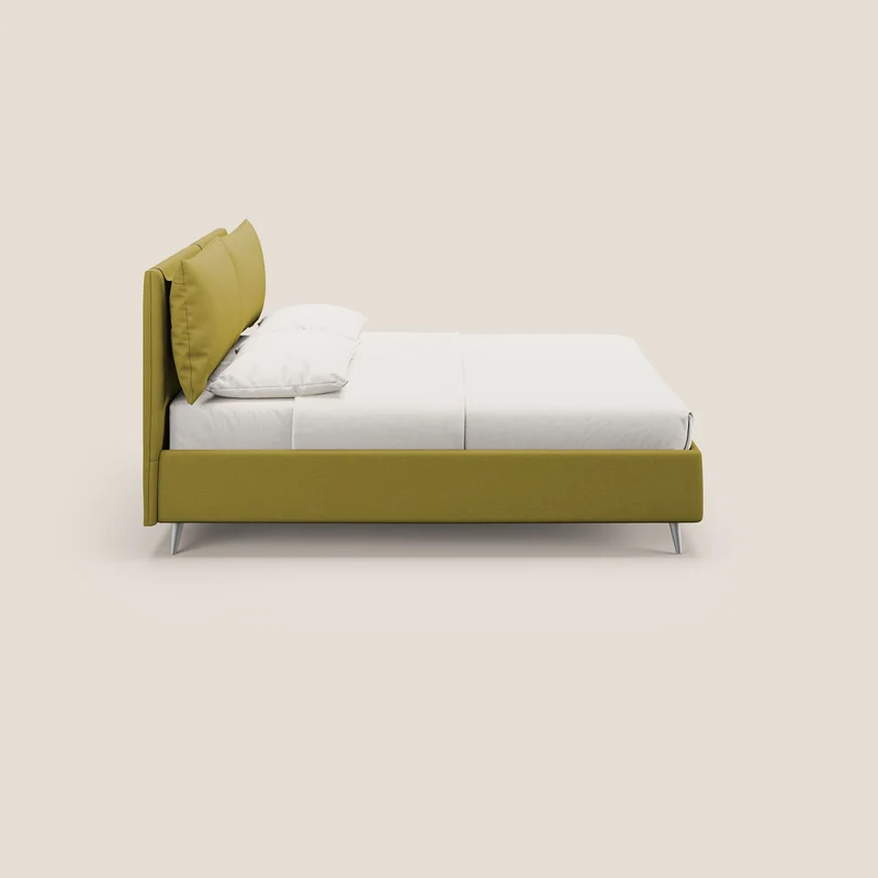 Elsa lit rembourré avec coffre de rangement en tissu détachable T05 jaune