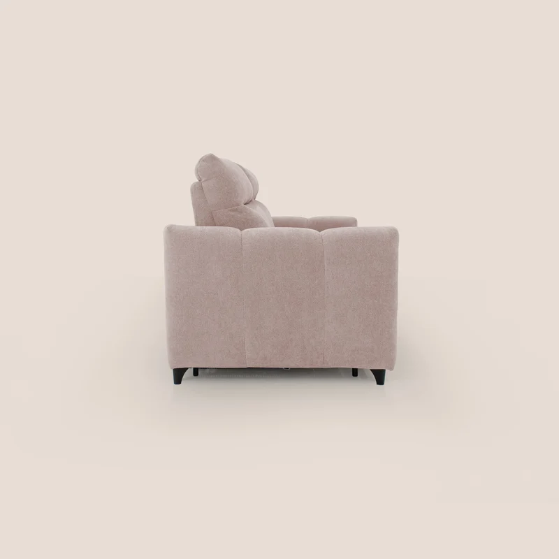 Peonia canapé convertible scandinave avec matelas H 18cm et dossier haut en bouclette imperméable T07 rose
