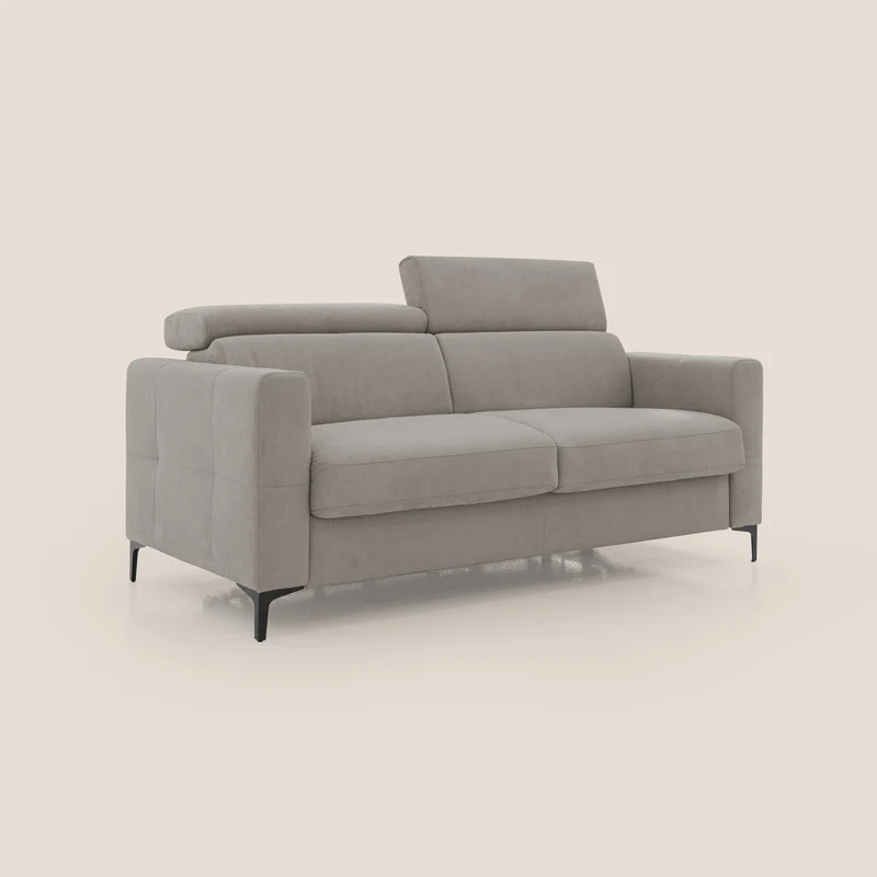 Gardenia canapé convertible matelas H 18cm avec têtières réglables et revêtement imperméable T02 beige