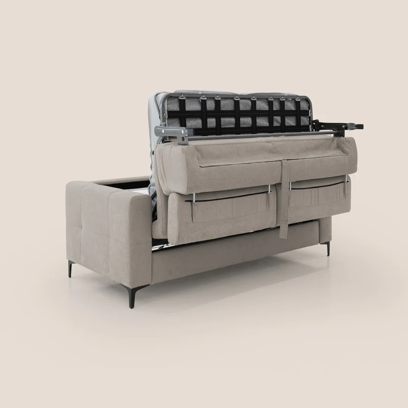 Gardenia canapé convertible matelas H 18cm avec têtières réglables et revêtement imperméable T02 beige