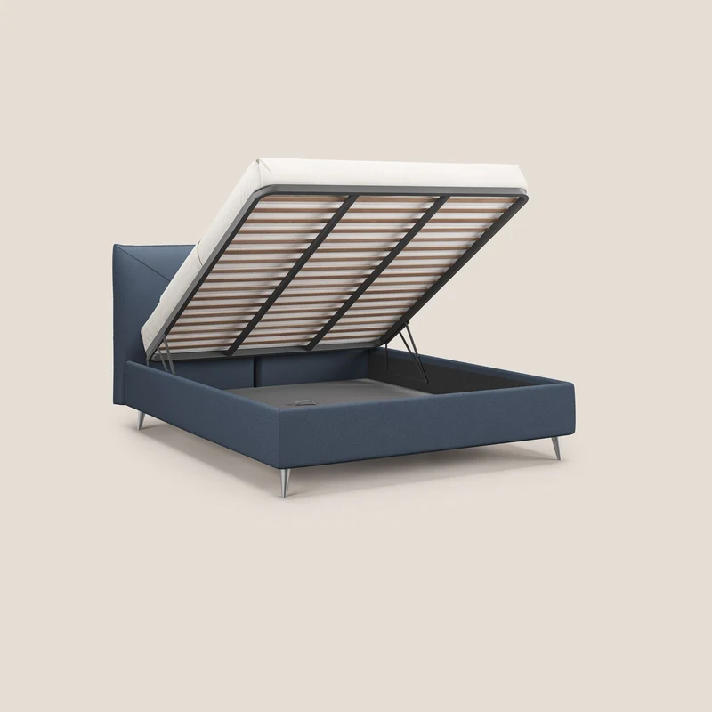 Adone lit coffre rembourré à double panneau en bouclette imperméable T07 bleu