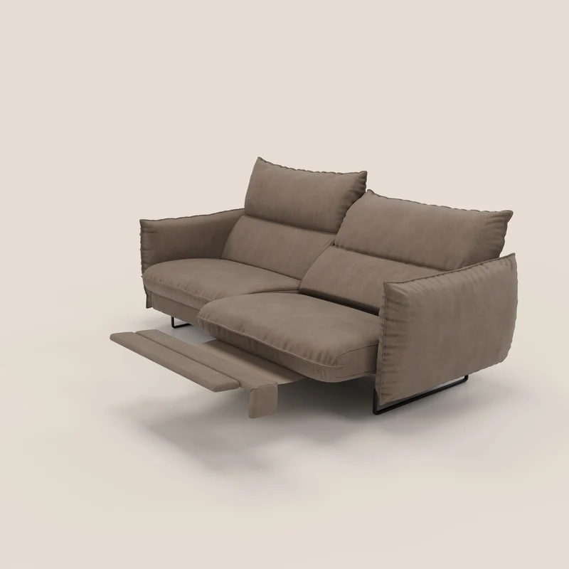 Monamour canapé au design moderne avec option relax électrique en microfibre détachable imperméable T11 marron