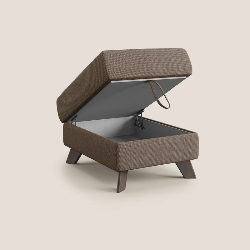 Moon Pouf coffre aux pieds hauts en tissu détachable avec l'eau T05 marron