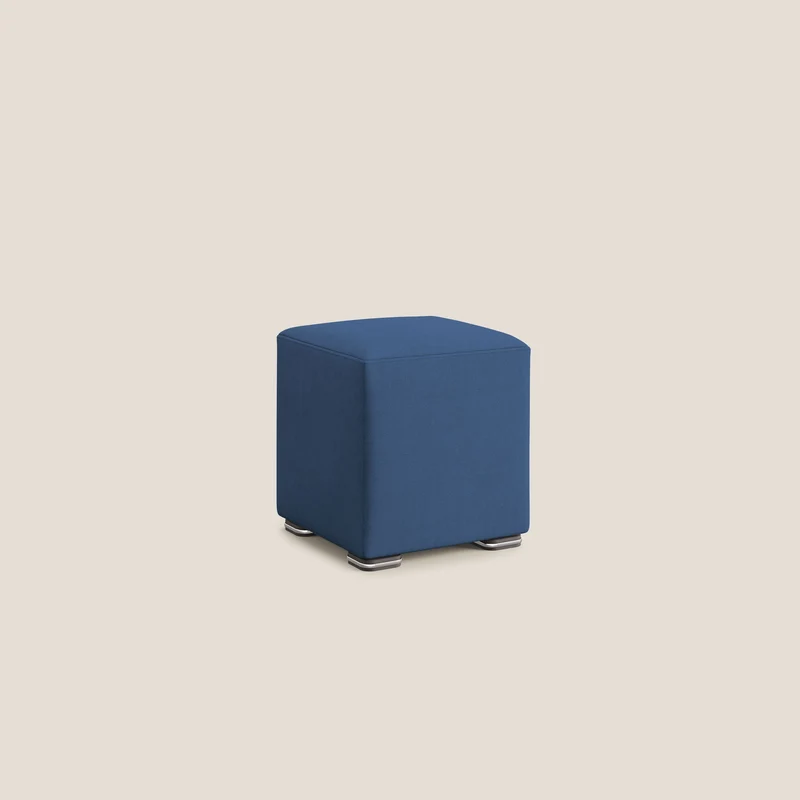 Cube pouf en tissu doux imperméable T02 bleu