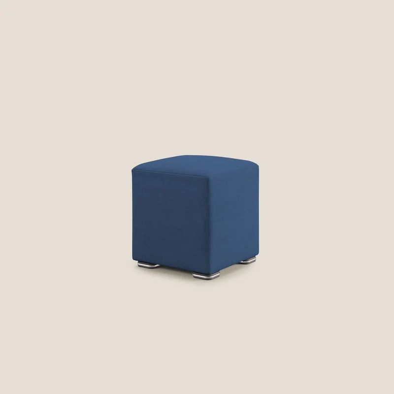 Cube pouf en tissu doux imperméable T02 bleu