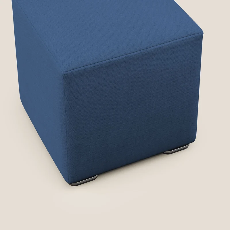 Cube pouf en tissu doux imperméable T02 bleu