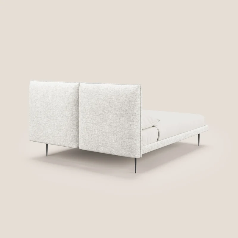 Jolie lit à double panneau et pieds hauts en métal en tissu détachable T18 blanc