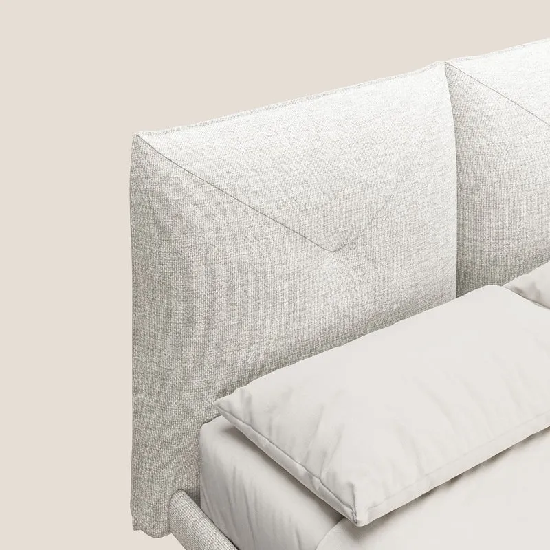 Jolie lit à double panneau et pieds hauts en métal en tissu détachable T18 blanc