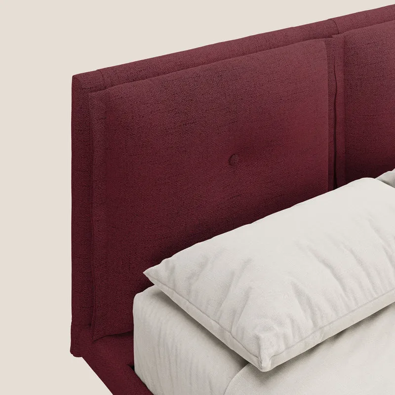 Ibuki lit avec coussins capitonnés réglables et pieds foncés en tissu flammé imperméable T03 rouge