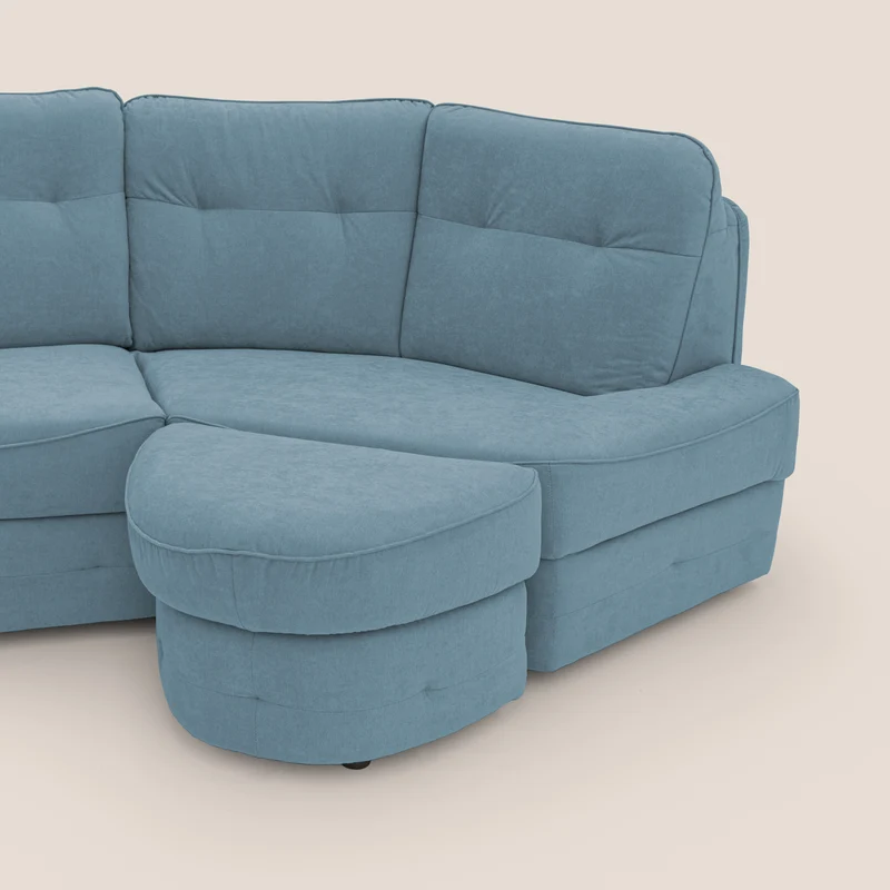 Zeus Canapé d'angle convertible avec matelas H18 cm pouf mobile en tissu imperméable T02 bleu pastel