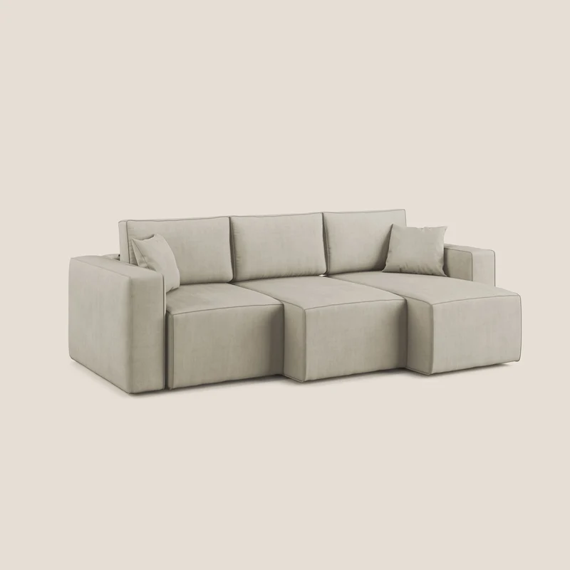 Morfeo Canapé avec 3 assises extractibles en tissu doux imperméable T02 crème