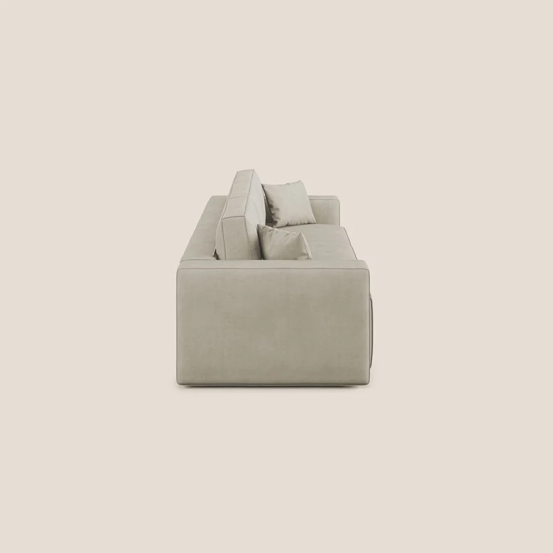 Morfeo Canapé avec 3 assises extractibles en tissu doux imperméable T02 crème