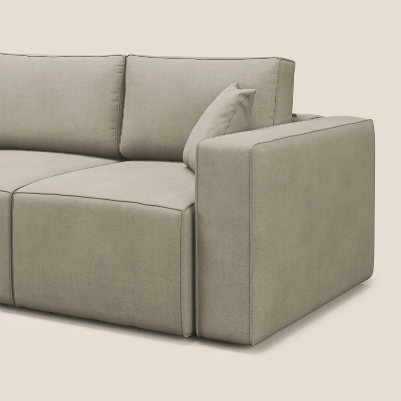 Morfeo Canapé avec 3 assises extractibles en tissu doux imperméable T02 crème