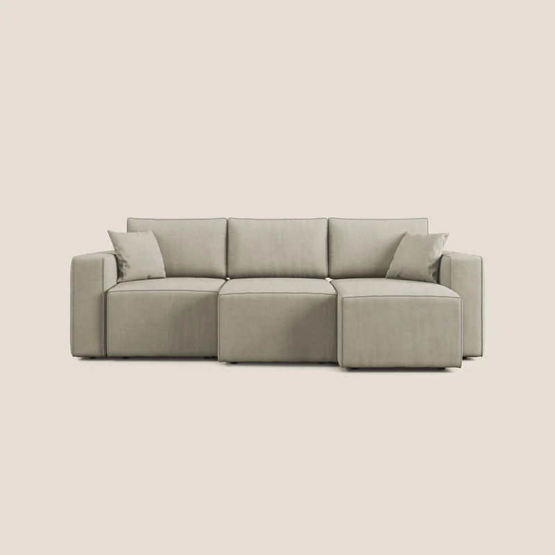 Morfeo Canapé avec 3 assises extractibles en tissu doux imperméable T02 crème