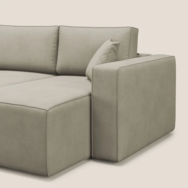 Morfeo Canapé avec 3 assises extractibles en tissu doux imperméable T02 crème