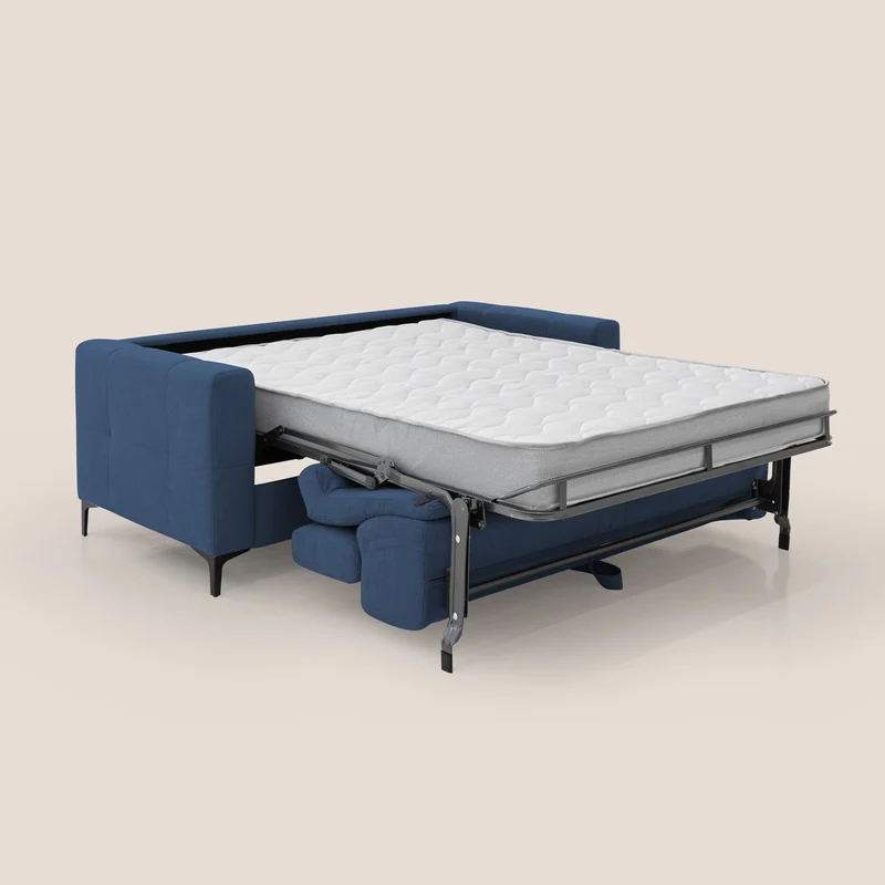 Gardenia canapé convertible matelas H 18cm avec têtières réglables et revêtement imperméable T02 bleu