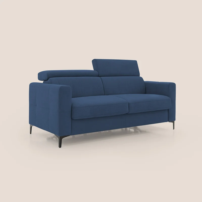 Gardenia canapé convertible matelas H 18cm avec têtières réglables et revêtement imperméable T02 bleu