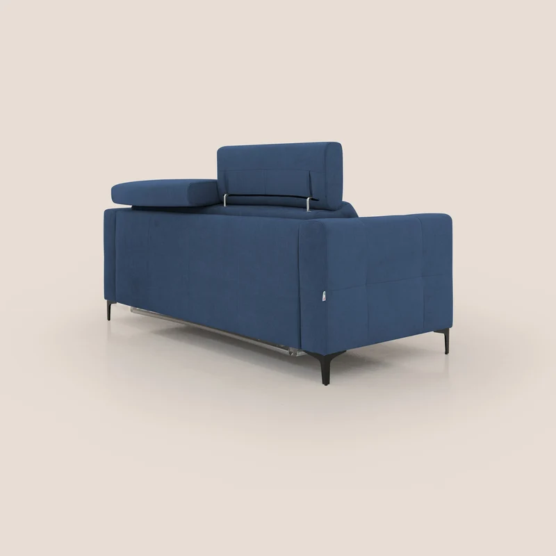 Gardenia canapé convertible matelas H 18cm avec têtières réglables et revêtement imperméable T02 bleu
