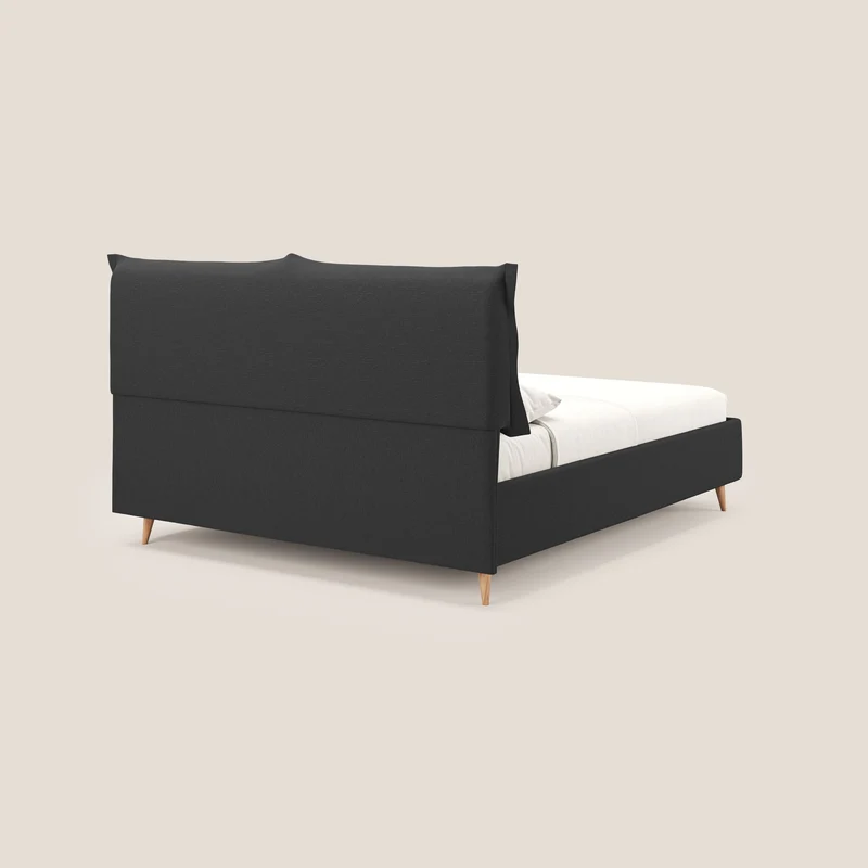 Elettra lit avec coffre de rangement déhoussable avec coussins tête de lit en tissu imperméable T13 anthracite