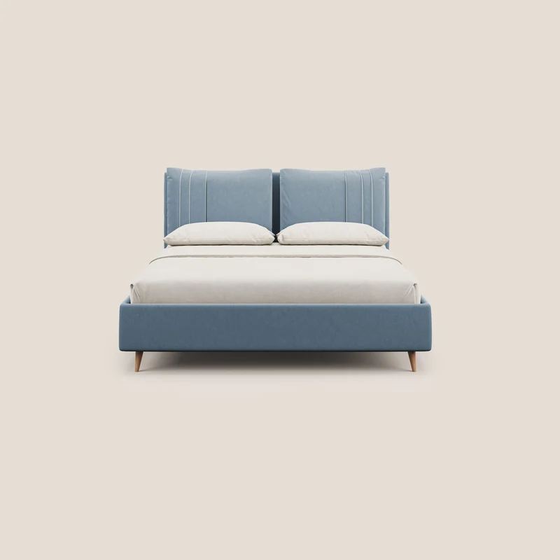 Nathan lit coffre avec coussins réglables et poches en microfibre velours imperméable T09 bleu gris