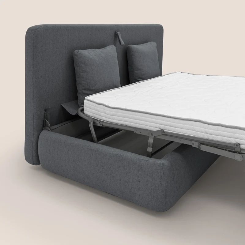 GRANSASSO Canapé convertible au design innovant en tissu imperméable T03 anthracite
