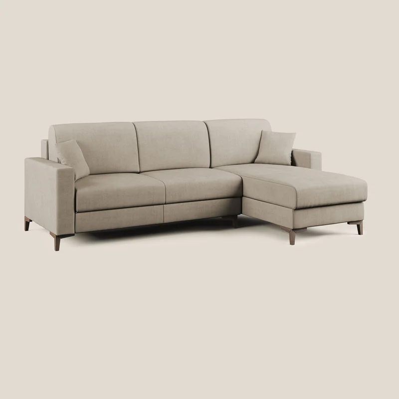 Kafka canapé d'angle convertible en tissu doux imperméable T02 beige
