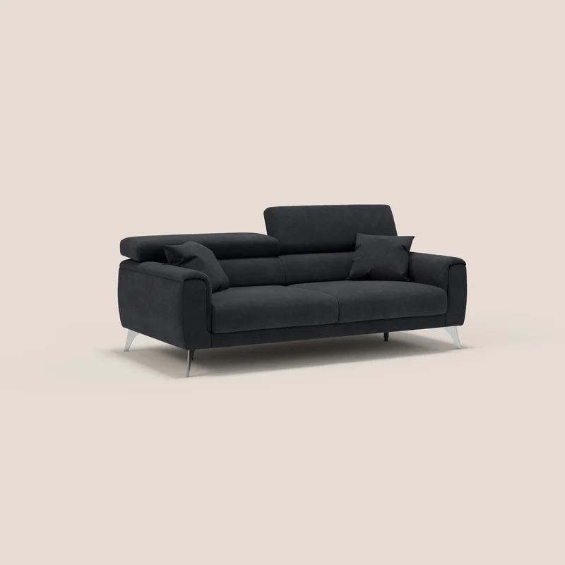Caravaggio Canapé avec assises extensibles et têtières réglables en tissu imperméable T02 noir