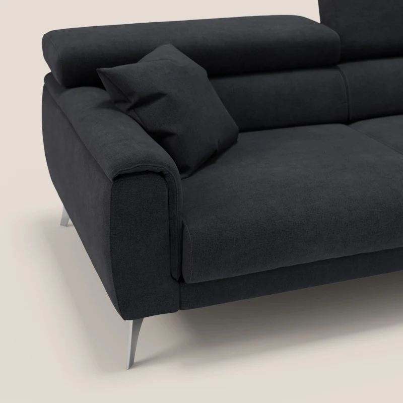 Caravaggio Canapé avec assises extensibles et têtières réglables en tissu imperméable T02 noir