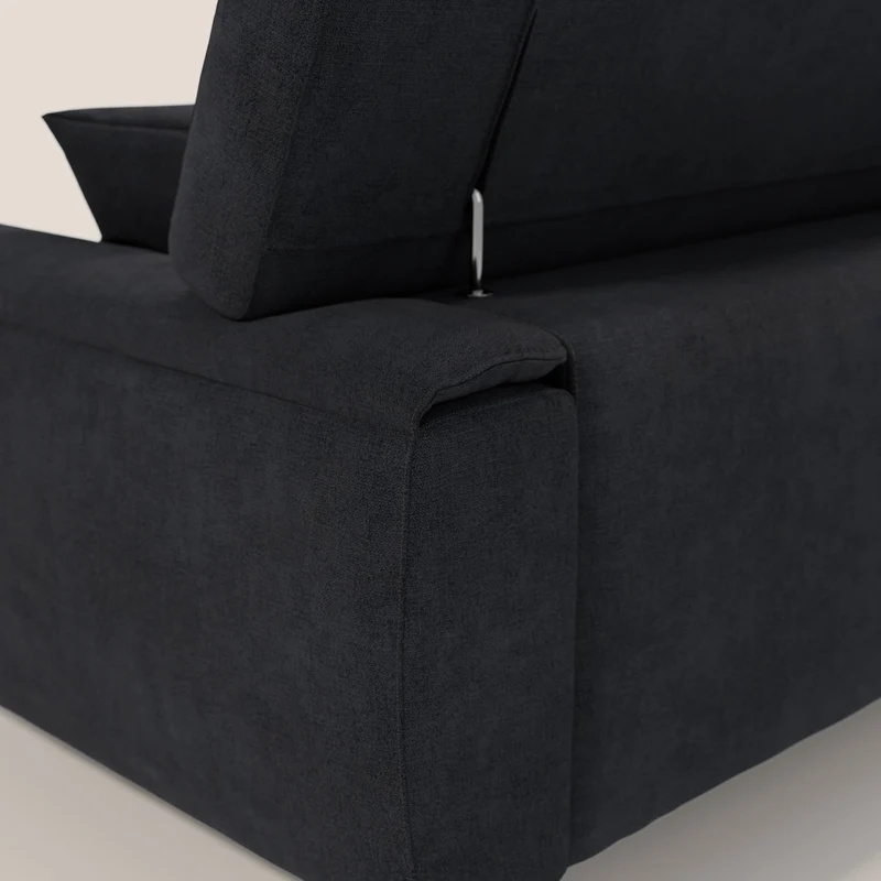 Caravaggio Canapé avec assises extensibles et têtières réglables en tissu imperméable T02 noir