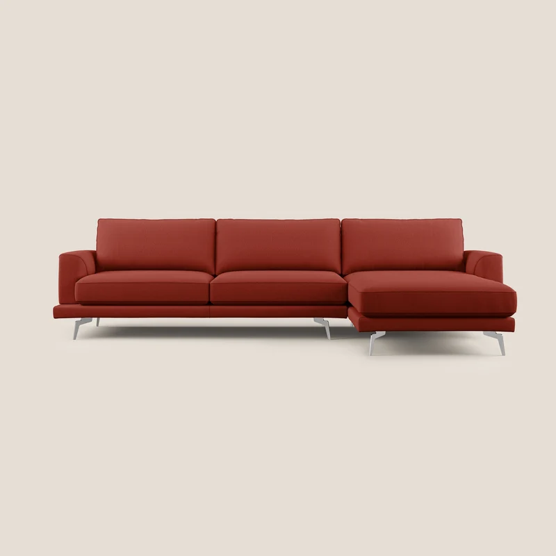 Dorian canapé d'angle moderne en tissu doux anti-tache T05 rouge
