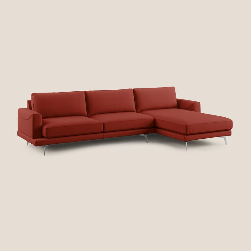 Dorian canapé d'angle moderne en tissu doux anti-tache T05 rouge