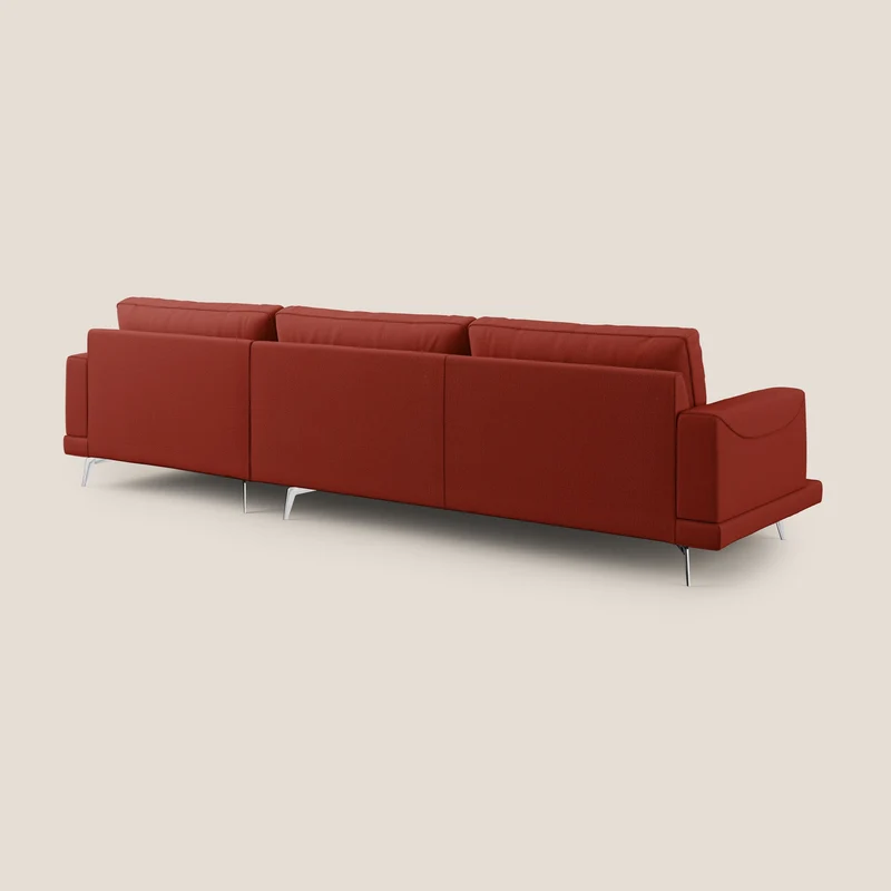 Dorian canapé d'angle moderne en tissu doux anti-tache T05 rouge