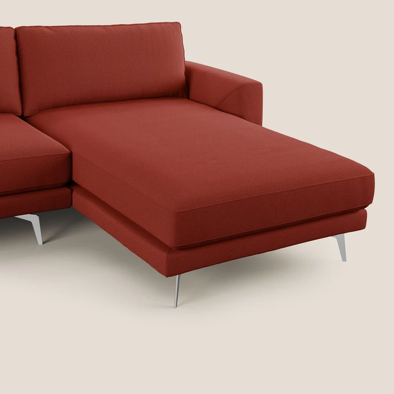 Dorian canapé d'angle moderne en tissu doux anti-tache T05 rouge