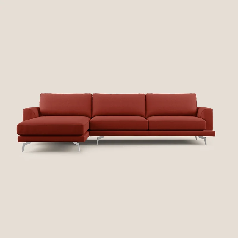 Dorian canapé d'angle moderne en tissu doux anti-tache T05 rouge